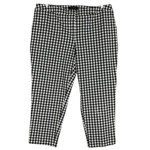 Talbots Women's Hampshire Plaid Stretch Ankle Pants Sz 18W Elastic Side Zip/Hook